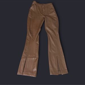 Abercrombie & Fitch The Skinny Ultra High Rise warm brown leather pants sz 24